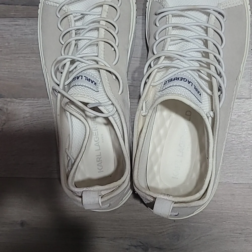 Karl Lagerfeld Off-White Suede Sneakers Size 11 Men's - Picture 5 of 8